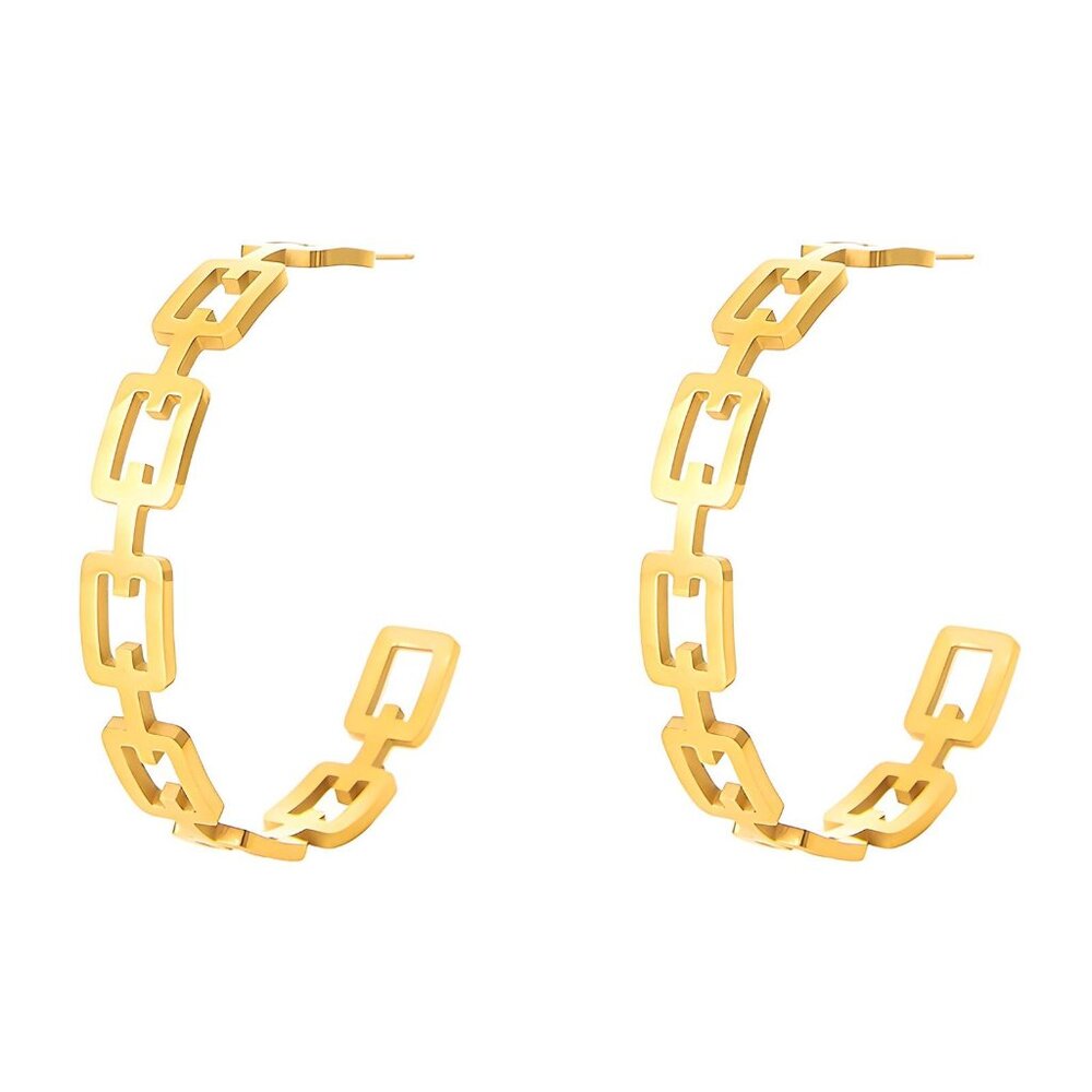 Gold Plated Hoop Earrings Stainless Steel Trendy Statement Modern